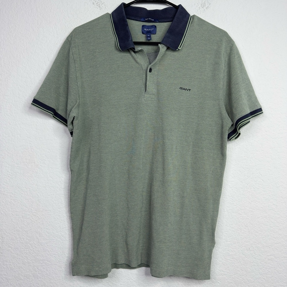GANT Shirt Men XL Green Short Sleeve Golf Preppy Business Casual Classic Office‎